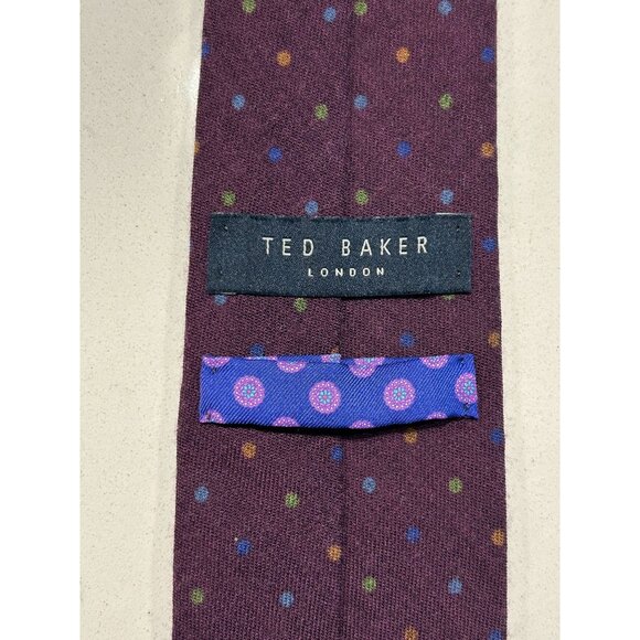 Ted Baker 100% Wool Polka Dot Knit Necktie in Purple - Picture 2 of 5